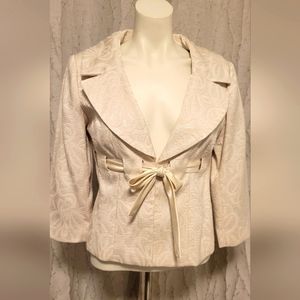 Maggie London Petites Ivory,  Classy Jacket Satin 3/4 length Sleeve Size 6